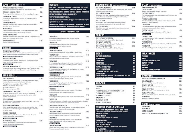 Opinii despre Hudsons - The Burger Joint (Green Point) în Cape Town - Hospitality and gastronomy