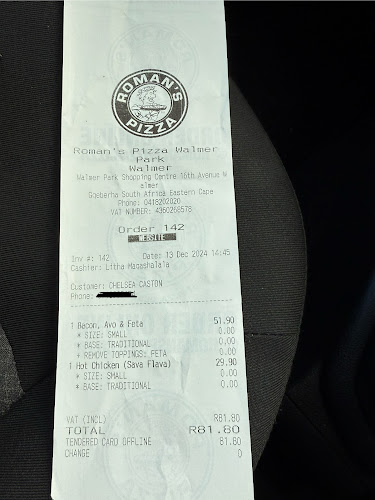 Opinii despre Roman's Pizza PE Walmer Park în Gqeberha - Hospitality and gastronomy