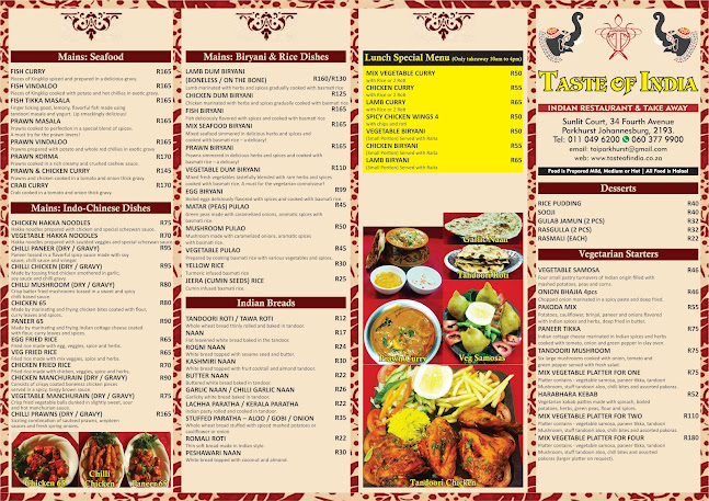 Opinii despre Taste of India Parkhurst în Randburg - Hospitality and gastronomy