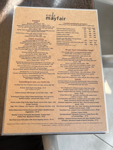 Opinii despre Mayfair Cafe. în Durban - Hospitality and gastronomy