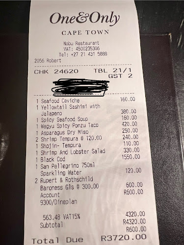 Opinii despre Nobu în Cape Town - Hospitality and gastronomy