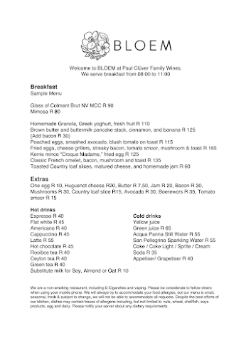 Bloem Restaurant at Paul Cluver