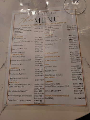 Opinii despre Petites Bulles în Stellenbosch - Hospitality and gastronomy