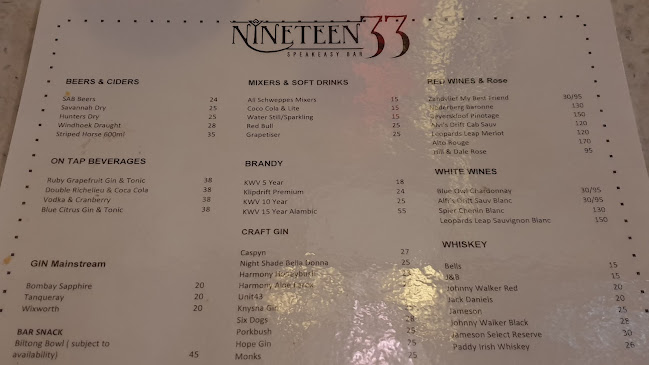 Opinii despre Nineteen33 Speakeasy Bar & Venue în Gqeberha - Hospitality and gastronomy